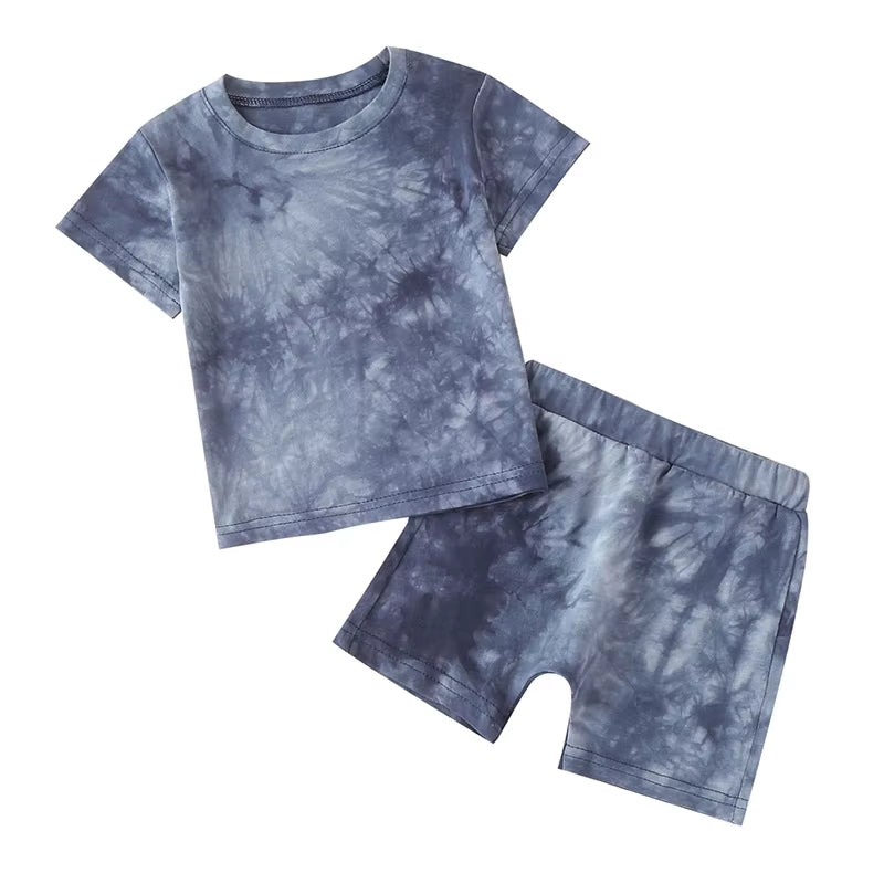 Children Clothing Sets Baby Boy Clothes Kids Clothes Boys Tracksuit Sets Tie-Dye Printed Short Sleeve Tops Shorts Summer Outfits