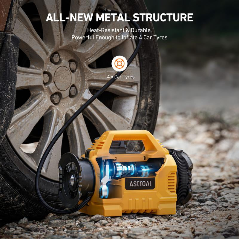 Astroai Cordless Tire Inflator Portable Air Compressor for Car 160PSI with HD Screen, 3 Power Sources & Dual Powerful Motors, Heavy Duty Air Pump Inflation/Deflation Father Day Gifts