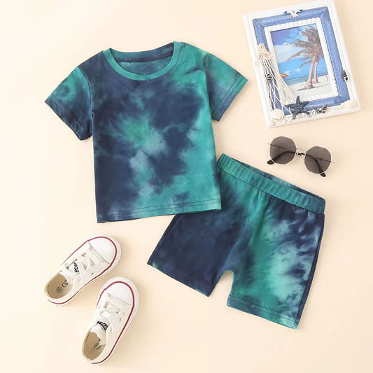 Children Clothing Sets Baby Boy Clothes Kids Clothes Boys Tracksuit Sets Tie-Dye Printed Short Sleeve Tops Shorts Summer Outfits
