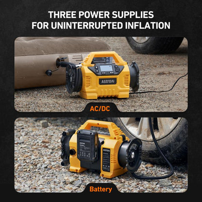 Astroai Cordless Tire Inflator Portable Air Compressor for Car 160PSI with HD Screen, 3 Power Sources & Dual Powerful Motors, Heavy Duty Air Pump Inflation/Deflation Father Day Gifts