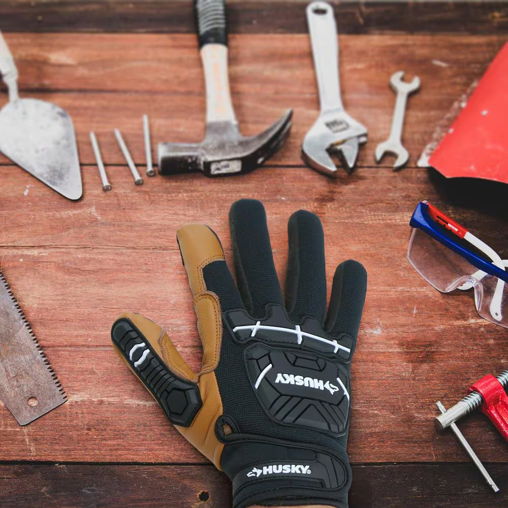 Medium Grain Goatskin Leather Performance Impact Work Glove with Spandex Back
